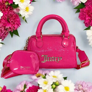 Juice Couture Pink Semi Charmed Mini Satchel Crossbody Bag & Coin Purse Set NWT